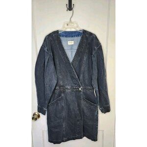 Etica Dark Wash Blue Denim Mira Wrap Jean Mini Dress Women's Size Large NWT